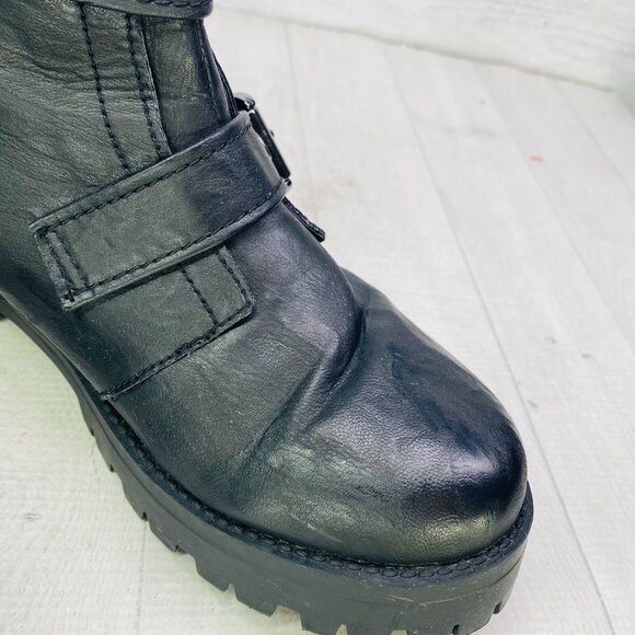 AU Air Underground Womens CARMINE Side Zip Black Combat Biker Boots Size 9.5 M - Picture 13 of 16